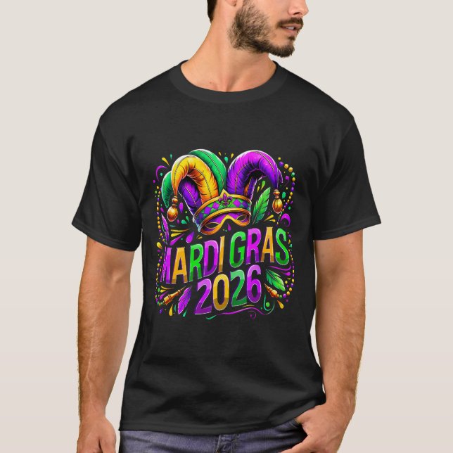 Mardi Gras 2026 Jester Hat Carnival New Orleans Fl T Shirt (Framsida)