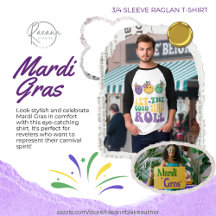Mardi Gras 3/4 Ärmad Raglan T-Shirt