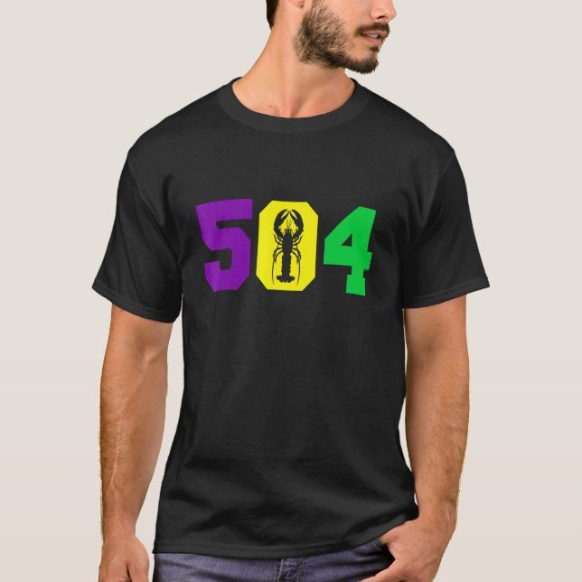Mardi Gras 504 Kräftor Funny Älskare festival Outf T Shirt (Framsida)