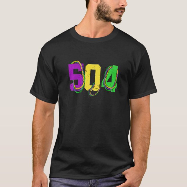 Mardi Gras 504 New Orleans Parad Carnival Party T Shirt (Framsida)