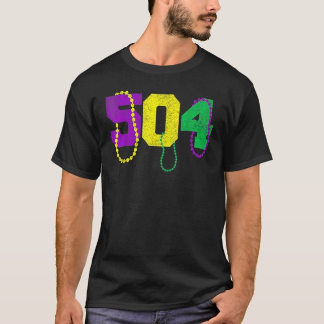Mardi Gras 504 Nola New Orleans Louisiana LA Festi T Shirt (Framsida)