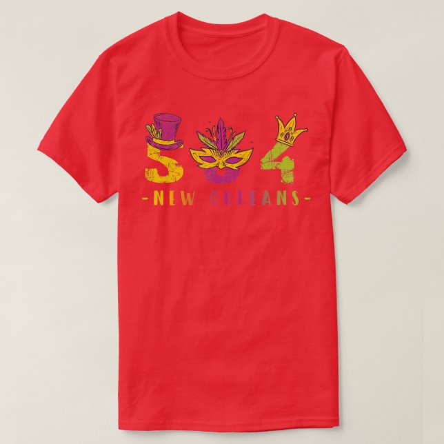 Mardi Gras 504 Nola New Orleans Louisiana LA T Shirt (Design framsida)