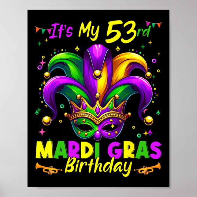 Mardi Gras 53:e födelsedagen Tjock tisdag 53 år ga Poster (Framsidan)