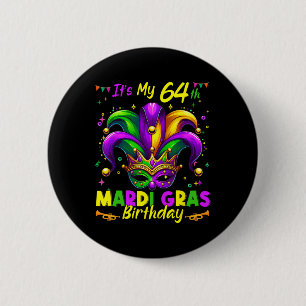 Mardi Gras 64:e födelsedagen Tjock tisdag 64 år ga Knapp