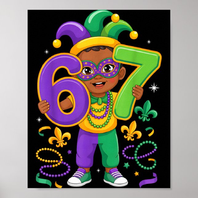 Mardi Gras 67 Barn Jester Kostym Karneval Festlig  Poster (Framsidan)