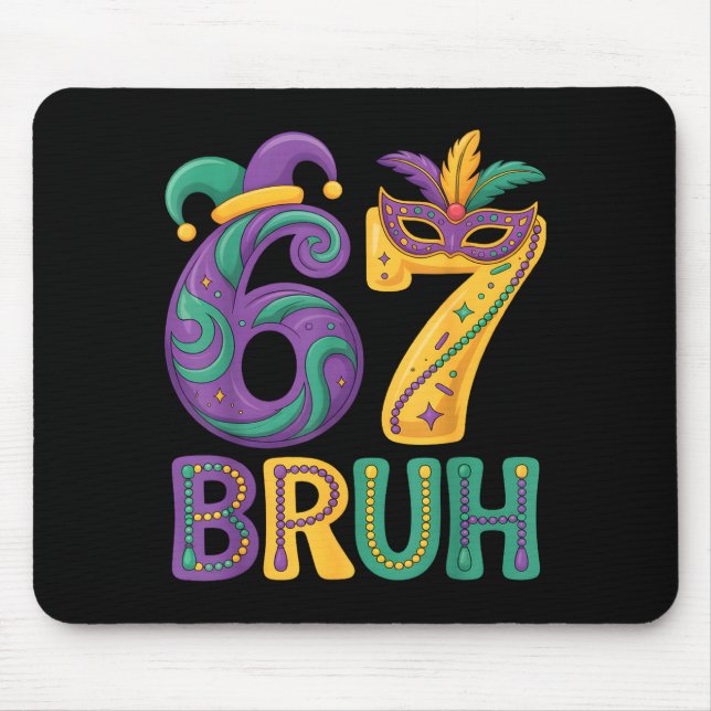 Mardi Gras 67 Bruh Karnevalsmask Jester Hatt Numme Musmatta (Framsidan)