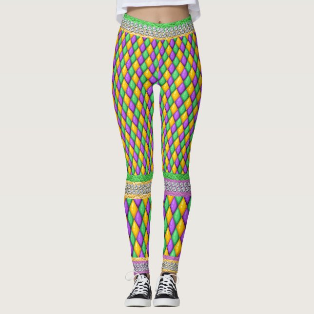 Mardi Gras 6a Diamonds Pop Mode Leggings (Framsida)