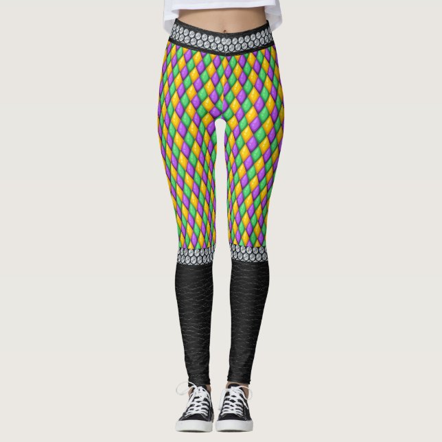 Mardi Gras 6b Diamonds Pop Mode Leggings (Framsida)