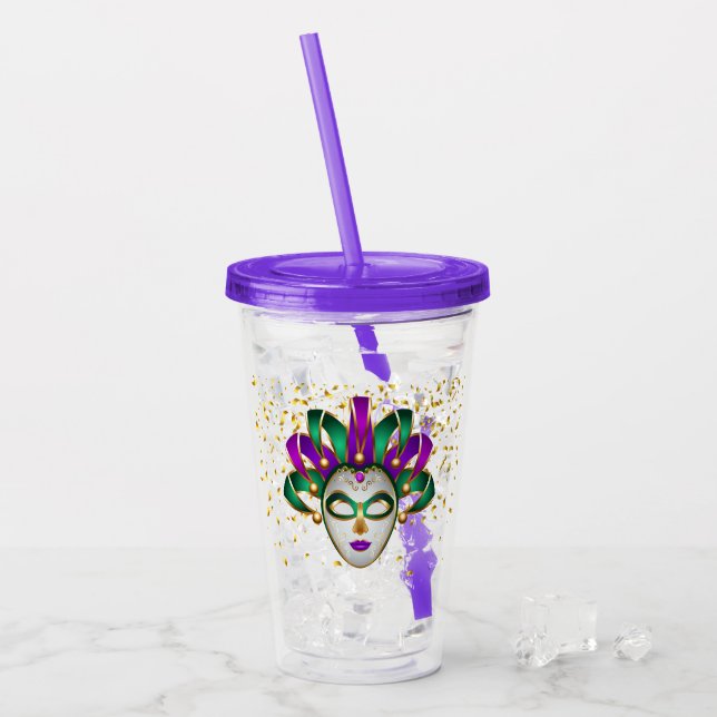 Mardi Gras Acrylic Tumbler Take Away Mugg (Framsida Ice)