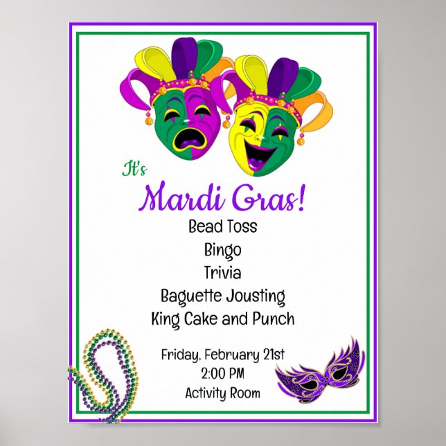Mardi Gras Activity Director Party för högre chefe Poster (Framsidan)