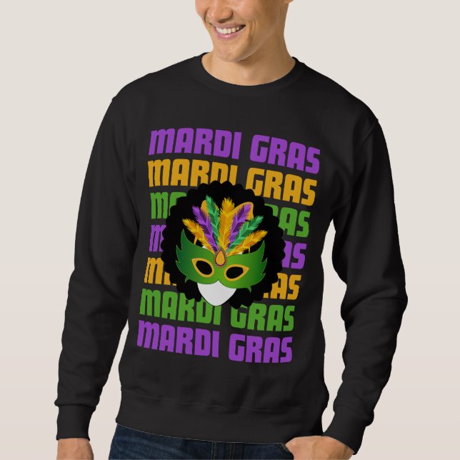 MARDI GRAS Afro Lång Ärmad Tröja (Framsida)