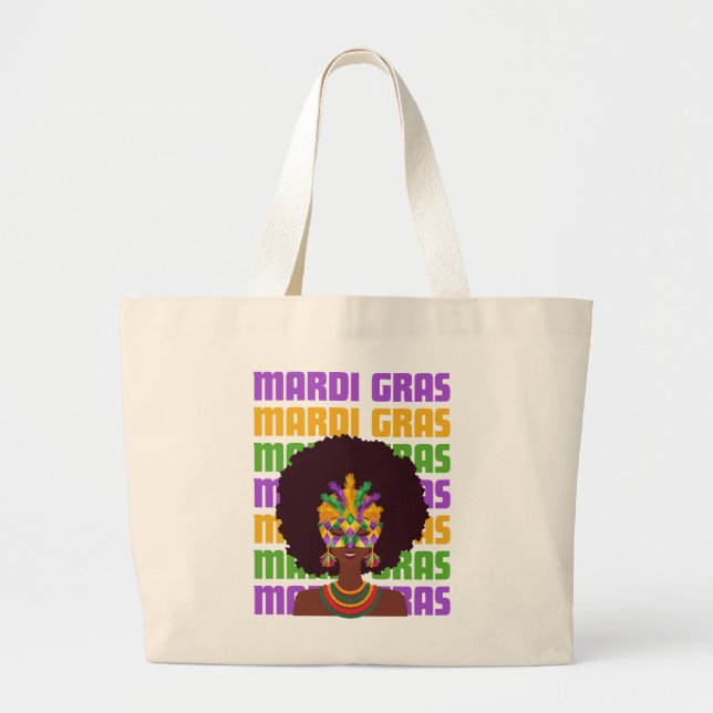 MARDI GRAS Afro Queen Jumbo Tygkasse (Framsidan)