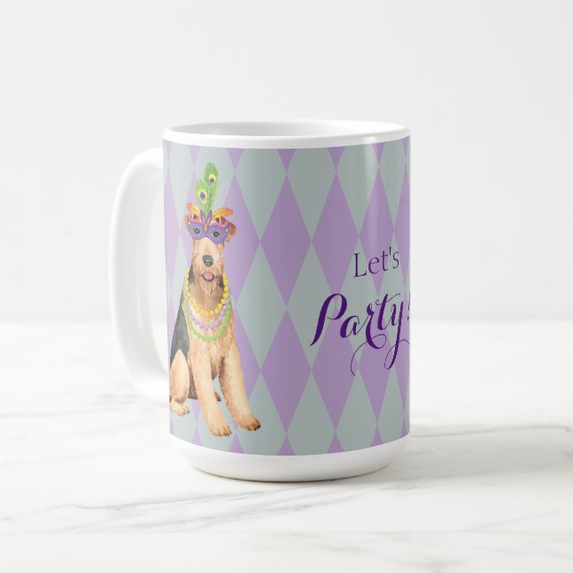 Mardi Gras Airedale Kaffemugg (Framsida vänster)