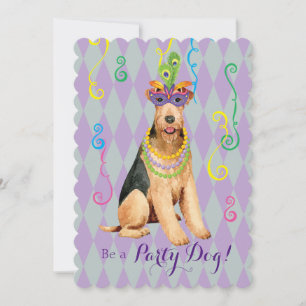 Mardi Gras Airedale Terrier Inbjudningar
