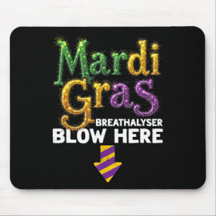 Mardi Gras Alkoholtestare Blås Här Rolig Vuxen Man Musmatta