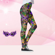 Mardi Gras All Pärlor Mask Party Leggings
