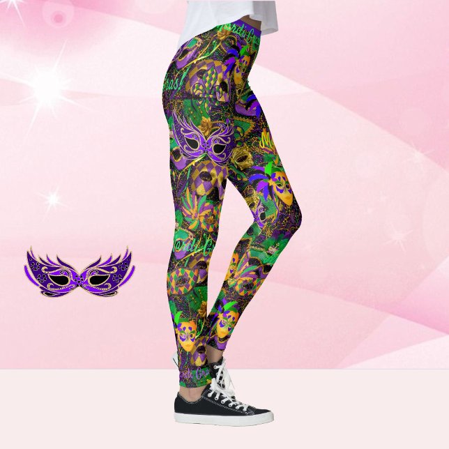 Mardi Gras All Pärlor Mask Party Leggings (Skapare uppladdad)