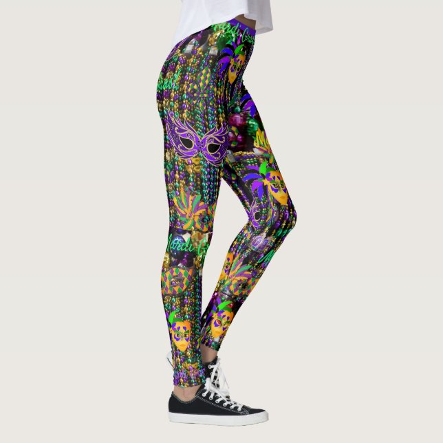 Mardi Gras All Pärlor Mask Party Leggings (Höger)
