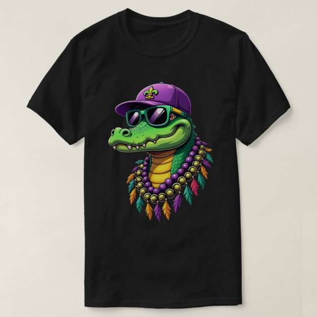 Mardi Gras Alligator Carnival New Orleans T Shirt (Design framsida)