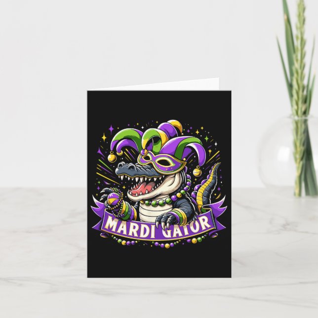 Mardi Gras Alligator Firande Mardigator Kort (Framsida)