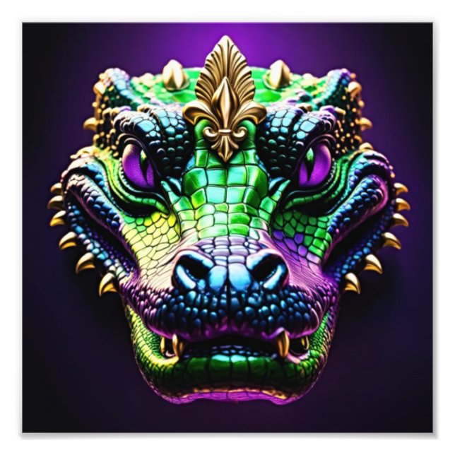 Mardi Gras Alligator Fototryck (Framsidan)