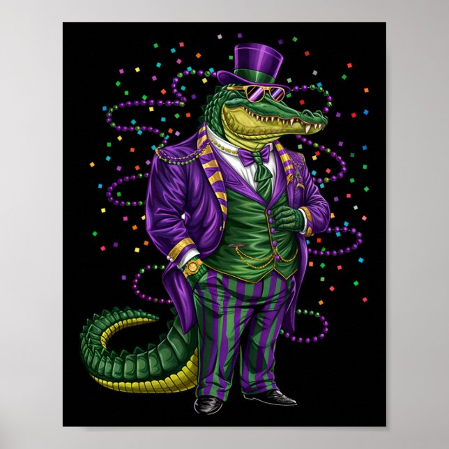 Mardi Gras Alligator Funny Mardi Gras Costume Mana Poster (Framsidan)