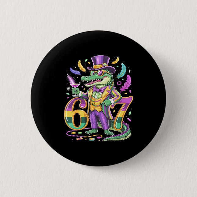 Mardi Gras Alligator Gentleman Svansnummer 67 Karn Knapp (Framsida)