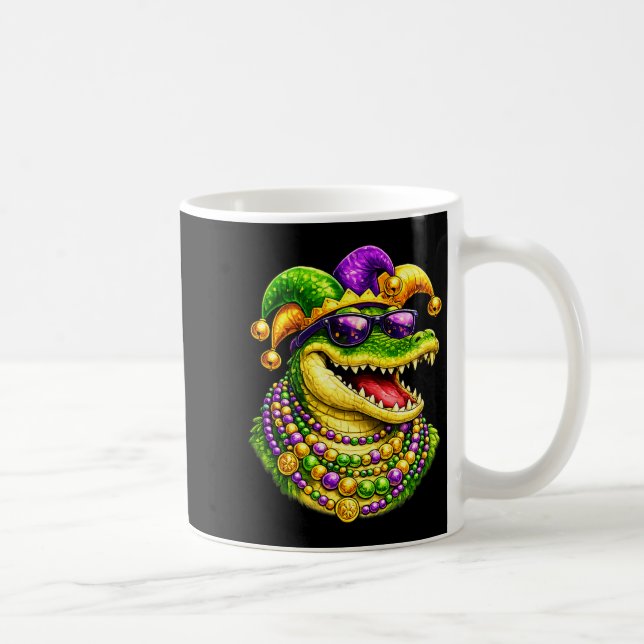 Mardi Gras-alligator, Krokodil, Pärlor  Kaffemugg (Höger)