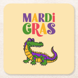 Mardi Gras Alligator, Mardi Gras Party Underlägg Papper Kvadrat