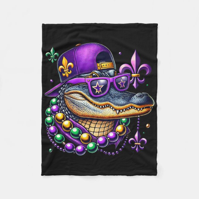 Mardi Gras Alligator Mardigator Crocodile Kids Boy Fleecefilt (Framsidan)
