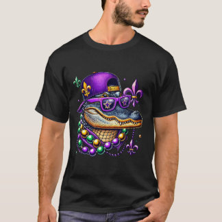 Mardi Gras Alligator Mardigator Crocodile Kids Boy T Shirt