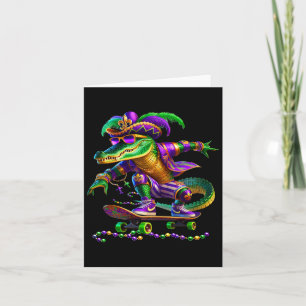 Mardi Gras Alligator Skateboarding Kids Manar Skat Kort