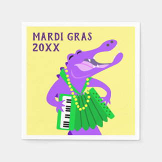 Mardi Gras Alligator Spelar upp dragspel Pappersservett