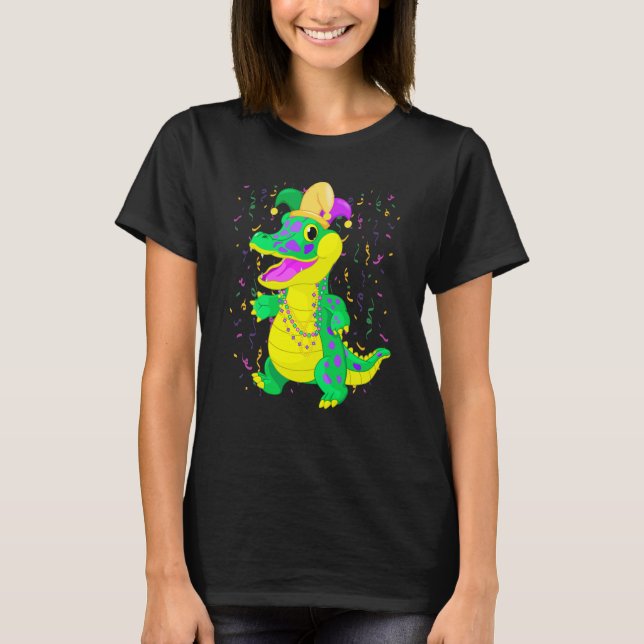 Mardi Gras alligator with Jester Carnival for kids T Shirt (Framsida)
