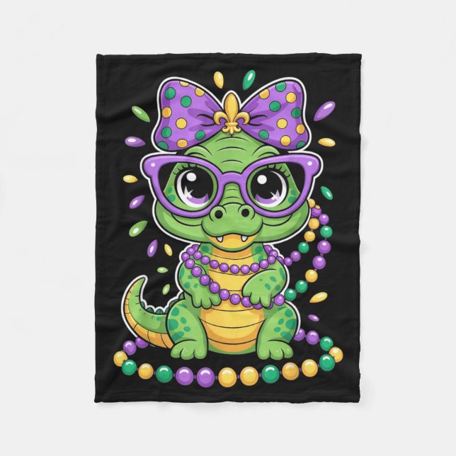 Mardi Gras Alligatorpärlor Bow Barn Kvinnor  Fleecefilt (Framsidan)