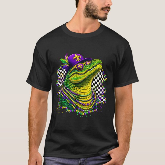 Mardi gras-alligatorpärlor fleur de lis karneval t shirt (Framsida)