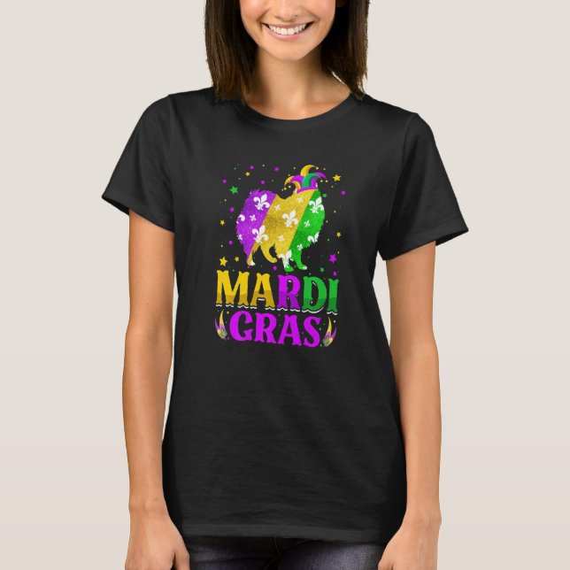 Mardi Gras American Eskimo Dog Lover Carnival Jest T Shirt (Framsida)
