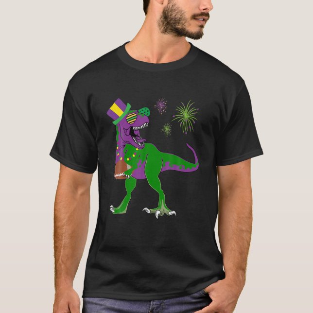Mardi Gras American Football Trex Dinosaur For Car T Shirt (Framsida)
