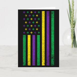 Mardi Gras amerikansk flagga patriotisk karneval F Kort
