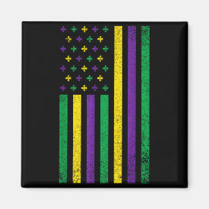 Mardi Gras amerikansk flagga patriotisk karneval F Magnet