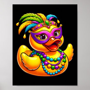 Mardi Gras Anka Wearing Mardi Gras Costume Pärlor Poster