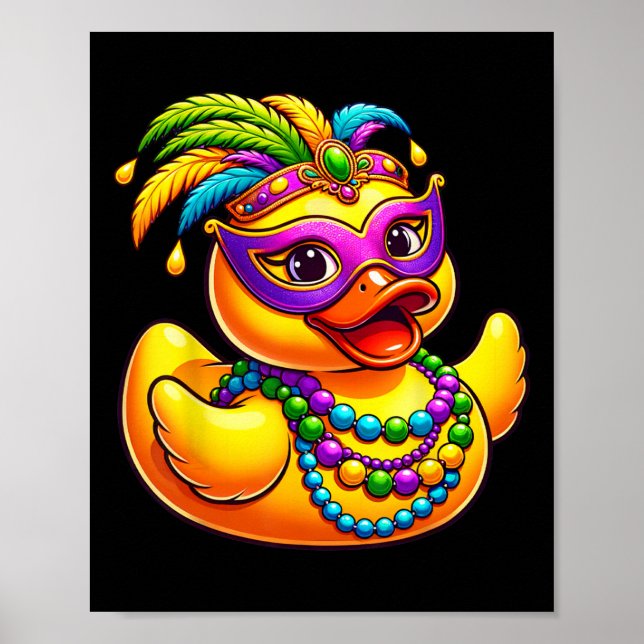 Mardi Gras Anka Wearing Mardi Gras Costume Pärlor Poster (Framsidan)