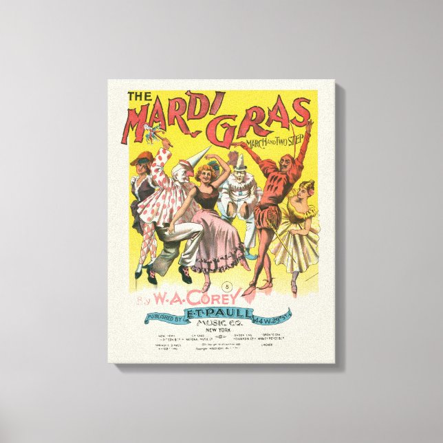 Mardi Gras Antik Gul Affisch Canvastryck (Framsida)