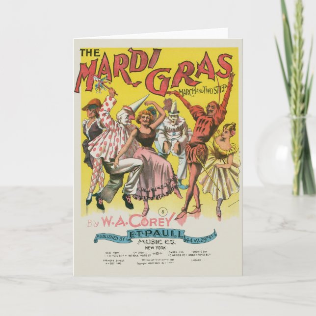 Mardi Gras Antik Gul Affisch Kort (Framsida)
