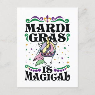Mardi Gras är Magic Cute Unicorn Vykort