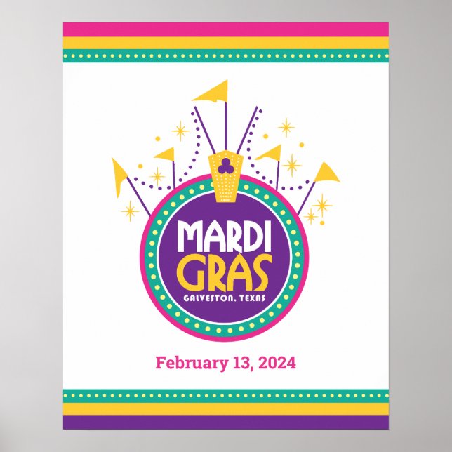 Mardi Gras Arch inspirerad, Galveston, Texas Poster (Framsidan)