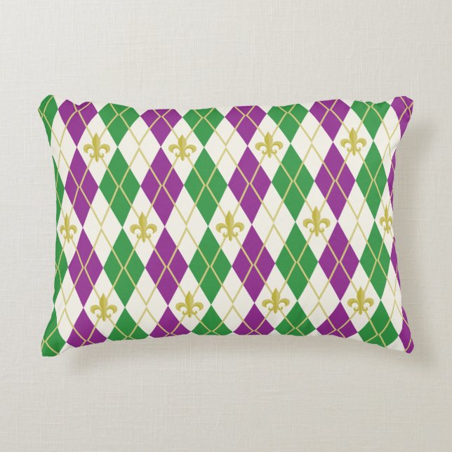 Mardi Gras Argyle accent Pillow Prydnadskudde (Framsidan)