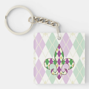 Mardi Gras Argyle Akrylnyckelring