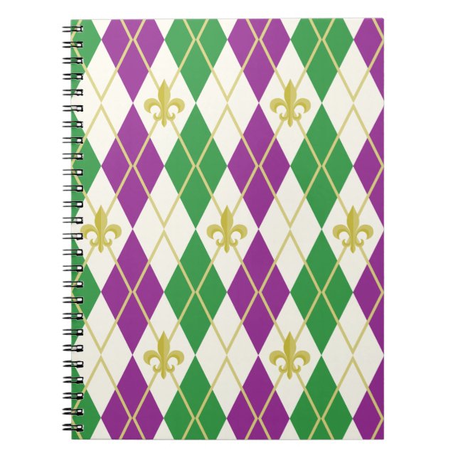 Mardi Gras Argyle anteckningsbok (Framsidan)