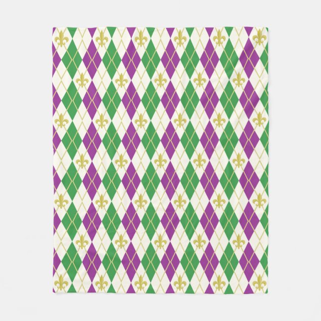 Mardi Gras Argyle Fleece Blanket (Framsidan)